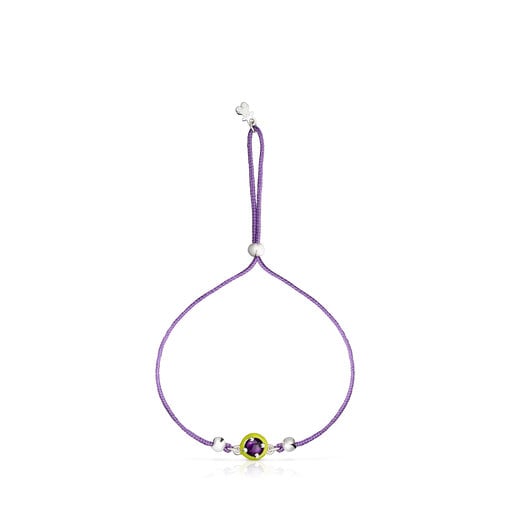 Bracciale in cordino viola con ametista e smalto TOUS Vibrant Colors