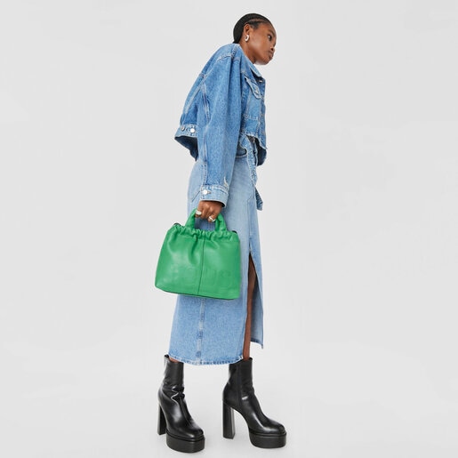 Saca mediana verde de piel TOUS Cloud