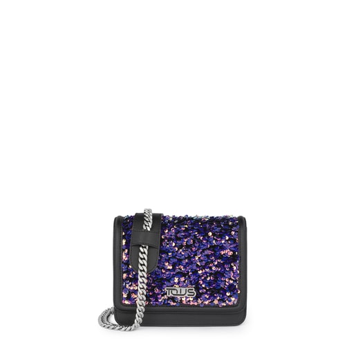 Sac à bandoulière Ruby avec paillettes Noir/Multicolore Lilas