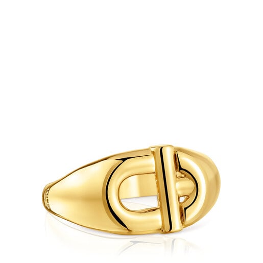 Manifesto Signet ring with 18kt gold plating over silver | TOUS
