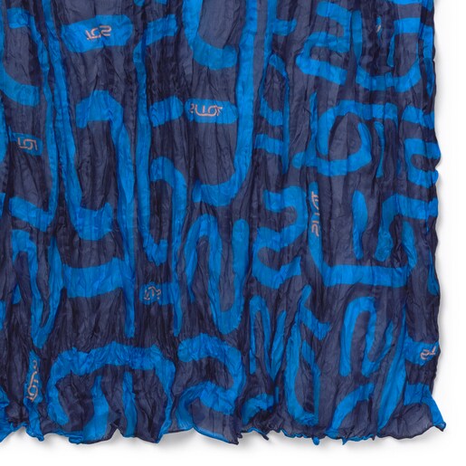 Modrý šátek Doromy, plisovaný
