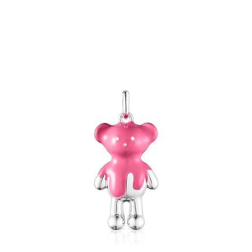 Pendentif Teddy Bear en argent et émail cerise - Exclusivité en ligne