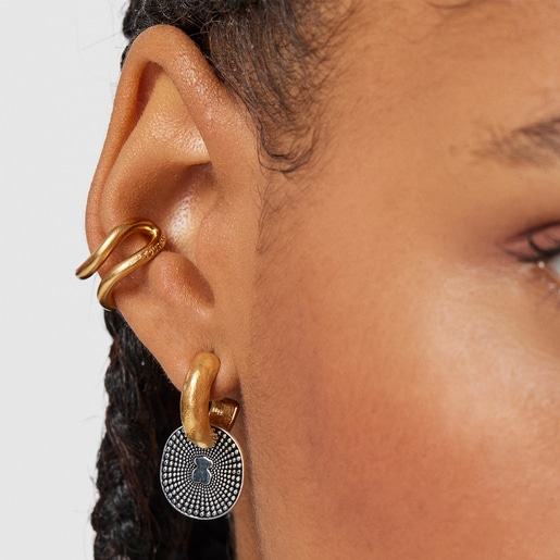 Short two-tone Oursin Earrings