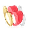 Pack anillos grandes corazón bicolor y acetato rosa My Other Half
