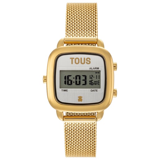 Digital Watch with gold-colored steel bracelet D-Logo Mini
