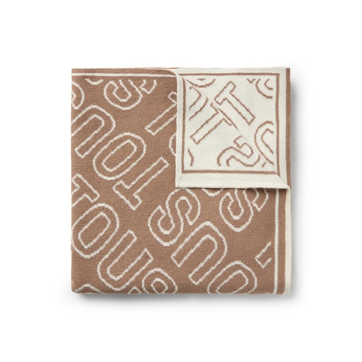 Reversible baby blanket in Nilo TOUS logo beige