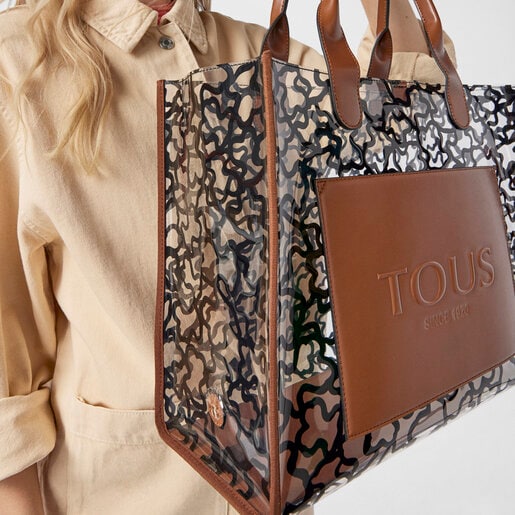 Large brown Amaya Vinyl transparent Shopping bag