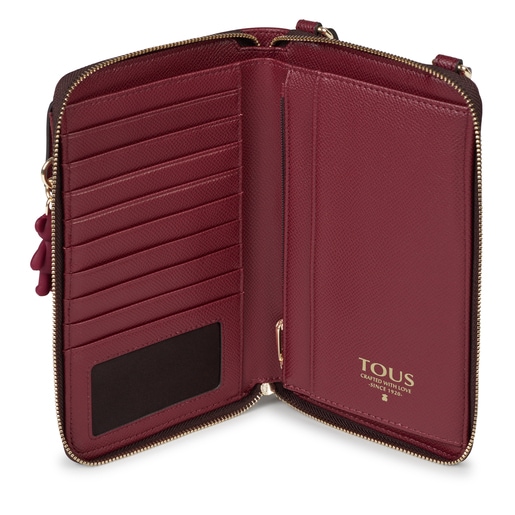 Pochette à téléphone portable et portefeuille avec bandoulière T Pop bordeaux