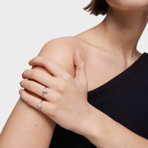 טבעת סוליטר ומוטיב תליון מפלטינה בשילוב יהלומי מעבדה 0.45 קראט TOUS Shine LGD