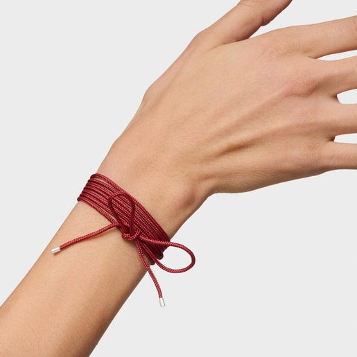 Collar largo de plata en color burdeos TOUS Basics