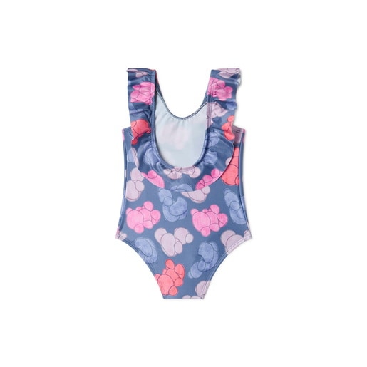 Girls one-piece swimsuit in Aqua navy blue