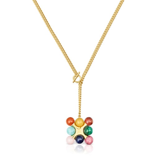 Short 18kt gold plating over silver Necklace with multicolored gemstones TOUS X LEA COLOMBO