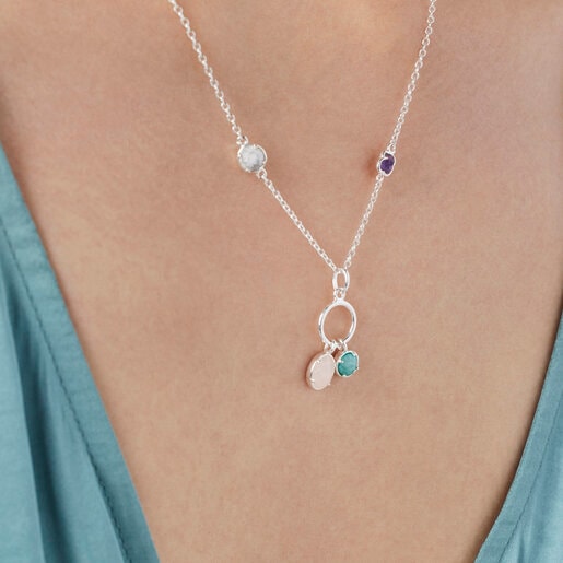 Серебряное колье Cool Color с драгоценными камнями