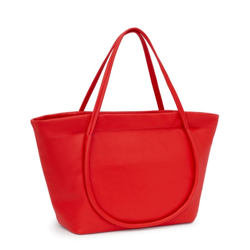 حقيبة أحمال خفيفة كبيرة الحجم من الجلد باللون الأحمر من التشكيلة TOUS Miranda