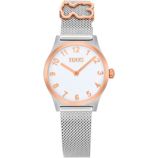 Analog Watch with steel bracelet, rose-colored steel motif and mother-of-pearl face TOUS EPIC ICON KDT
