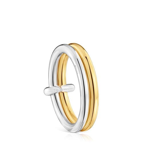 Two-tone Double hoop ring TOUS Straight