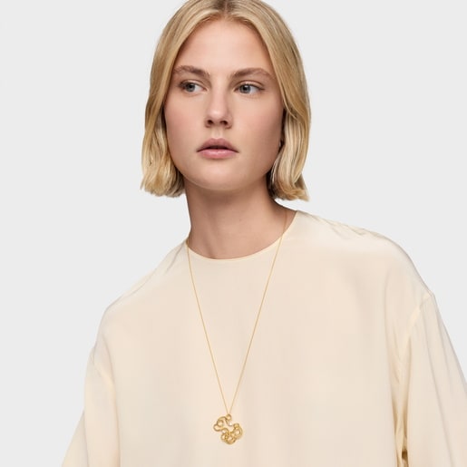 18ktゴールドコーティング・シルバーに、ラボグロウンダイヤモンドを添えた35 mm大のベア・ペンダントトップ Lio LGD