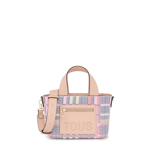 Pocket Mini Canvas And Leather Tote Bag in Multicoloured