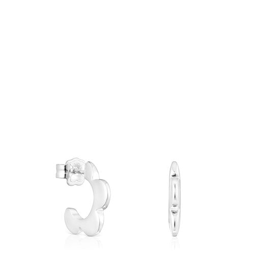 Silver Bold Motif flower Hoop earrings