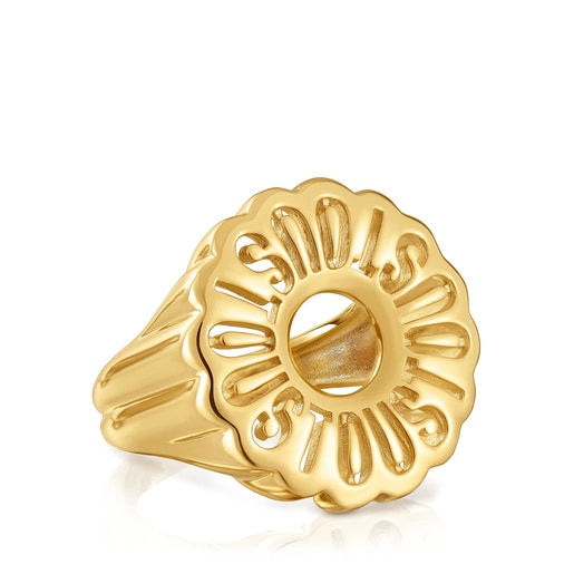 Signet ring with 18kt gold plating over silver Miranda