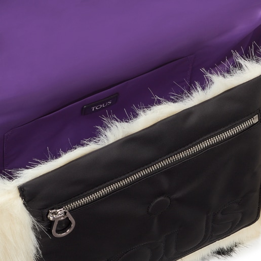 ブラック＆ホワイトのラージクロスボディバッグ TOUS Empire Fur