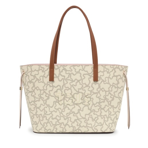 Large beige Tote bag Kaos Icon