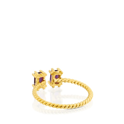 ゴールドコーティングシルバーにアメジストが付いたリング Camee