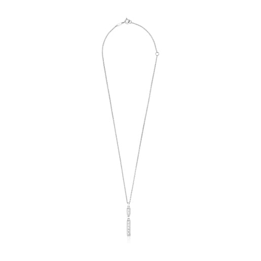 Silver TOUS Bear Row necklace with rectangular plate | TOUS