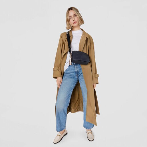 Bandolera pequeña Leissa de piel azul marino