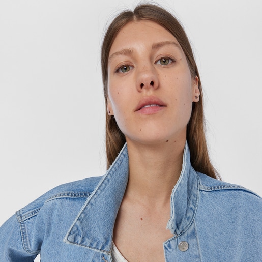 עגילי גלורי לב מזהב צהוב בשיבוץ אבן אמטיסט