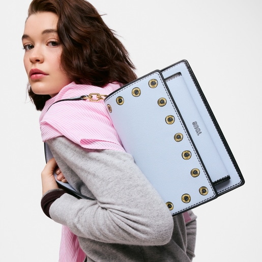 Bandolera mediana azul grisaceo Audree Trampantojo