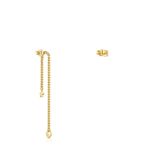 Długie/krótkie kolczyki ze srebra powlekanego 18-karatowym złotem Bold Motif