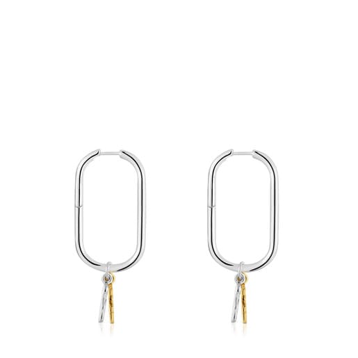 Aretes de aro motivo oso bicolor Sweet Dolls