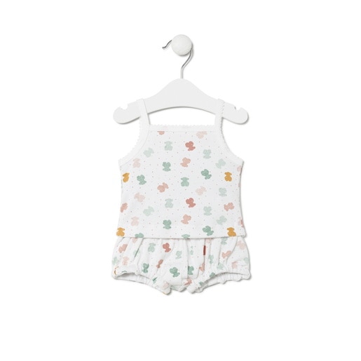 Baby outfit with shoulder straps in Joy white
