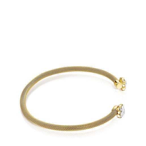 Fine gold-colored IP Steel Mesh Color Bracelet with Howlite