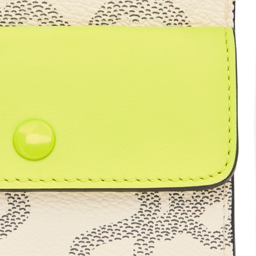 حامل بطاقات Kaos Legacy باللونين البيج والأخضر الليموني