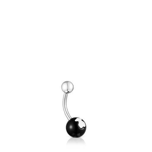 Piercing nombril Icon Glass en acier et onyx