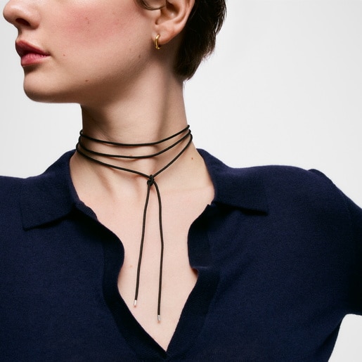Collar largo de plata en color negro TOUS Basics