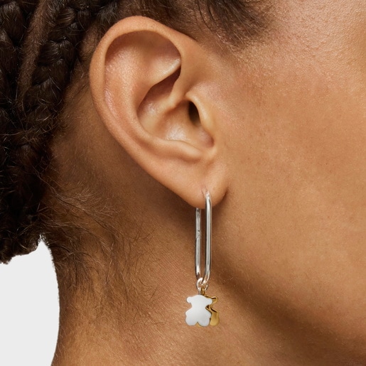 Sweet Dolls two-tone Hoop earrings with bear motif