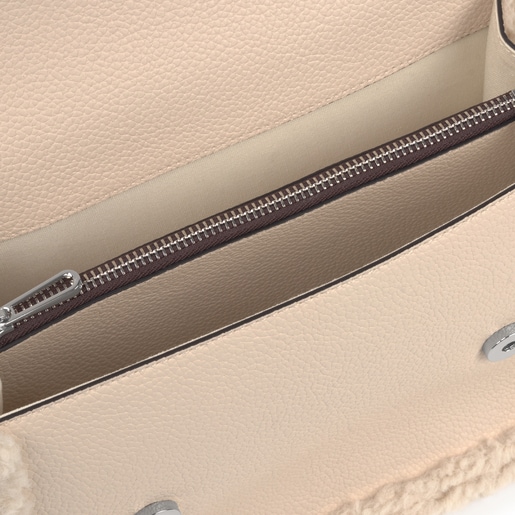 Medium New Audree Crossbody bag with beige-colored sheepskin