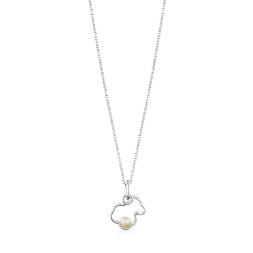 Pacer impacto Indirecto Collar de plata con perla cultivada motivo silueta oso Silueta | TOUS