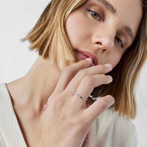 Anillo Riviere de Oro blanco con Diamantes