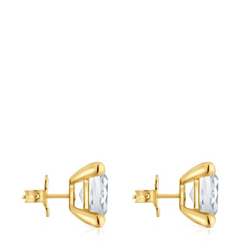 18kt gold plating over silver and rock crystal quartz Earrings Color White