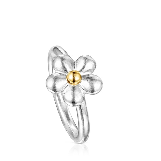 Two-tone Fragile Nature flower Ring