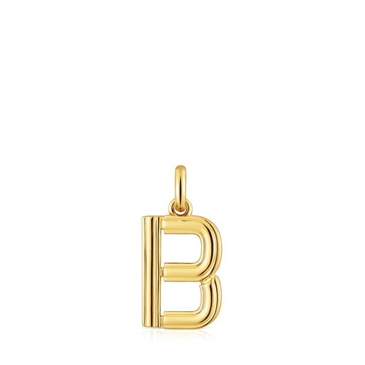 Pendentif lettre B en argent plaqué or 18 ct moyen TOUS Alphabet