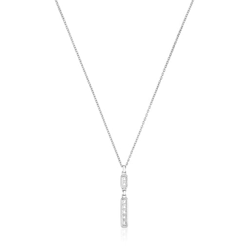 Silver TOUS Bear Row necklace with rectangular plate