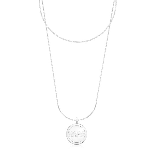 Silver Mama medallion Necklace set