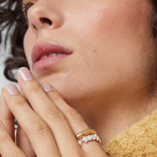 リング  Straight  くま  6mm　イエローゴールドコーティング　　