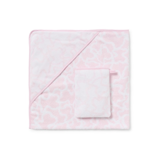 Badeumhang Kaos mit rosa Waschlappen