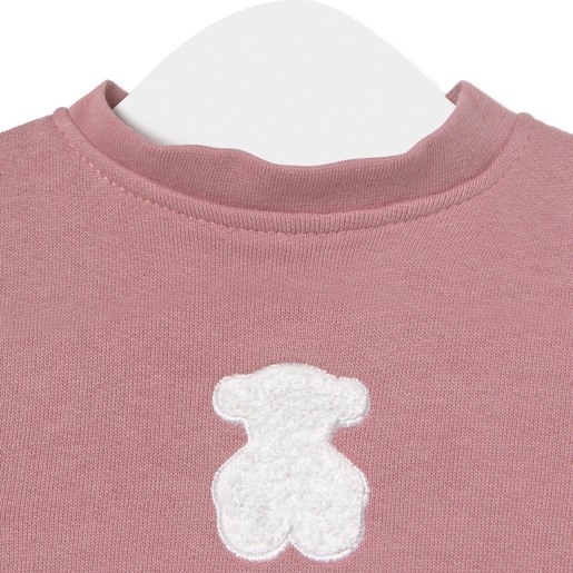 Baby bodysuit with smock in Soft pink